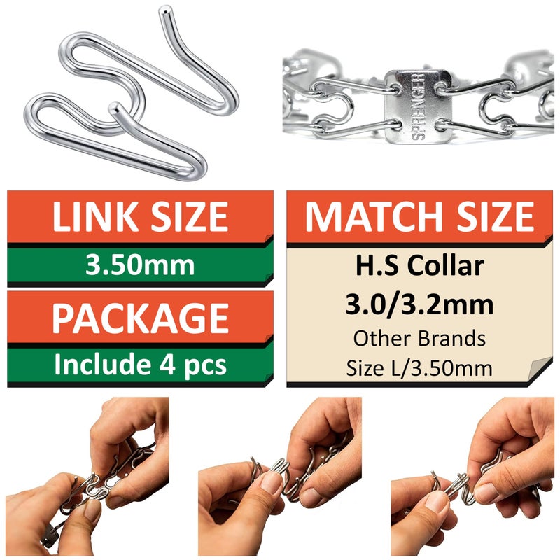 DEYACE Dog Collar Extra Links 3.0/3.2mm, Designed for Training Collars (4 Pack) Stainless Steel Smooth Surface Dog Training Collar Links - Image 2